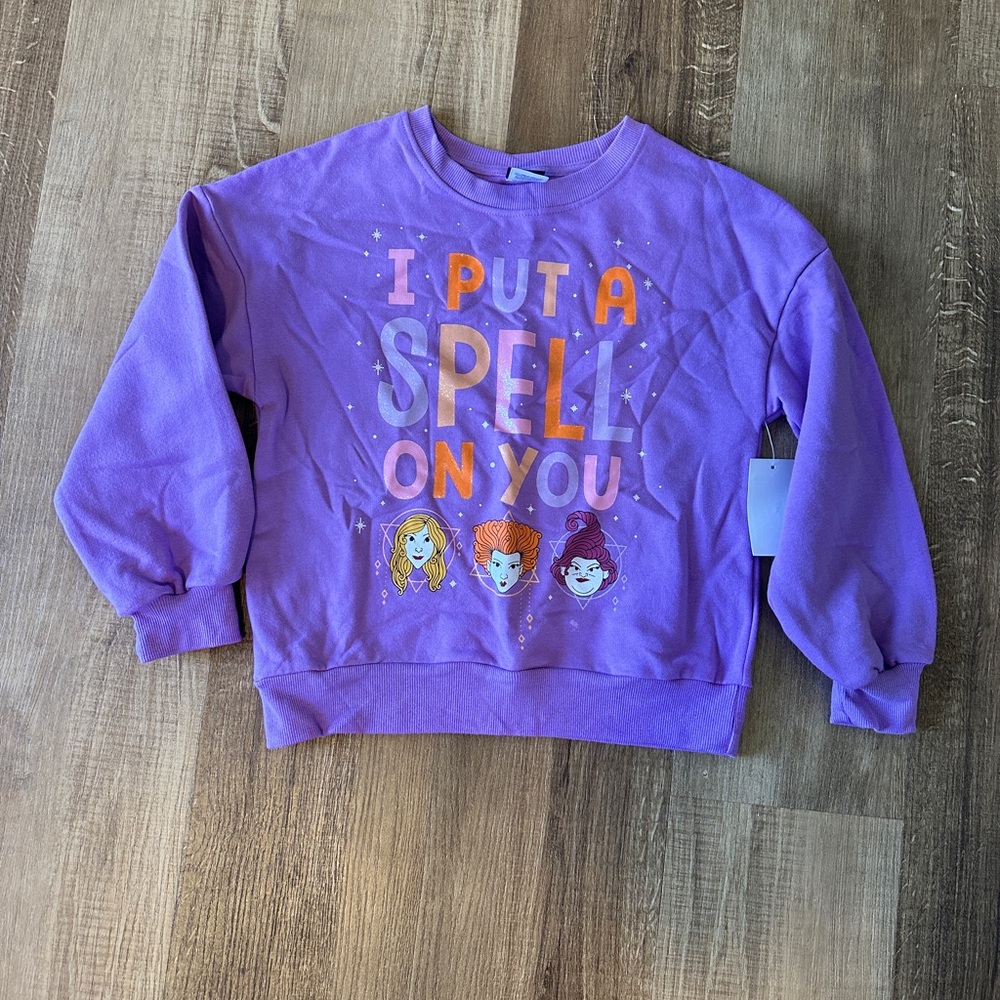 Disney Hocus Pocus Purple Crew Neck Sweatshirt‎ Size M (7-8)